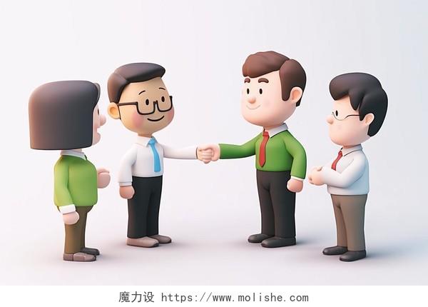人物四位年轻人互相握手3D立体AI插画